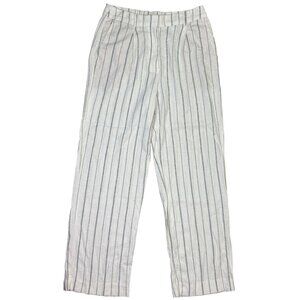Old Navy Size M Woman Extra High-Rise Taylor Wide-Leg Striped White Linen-Blend